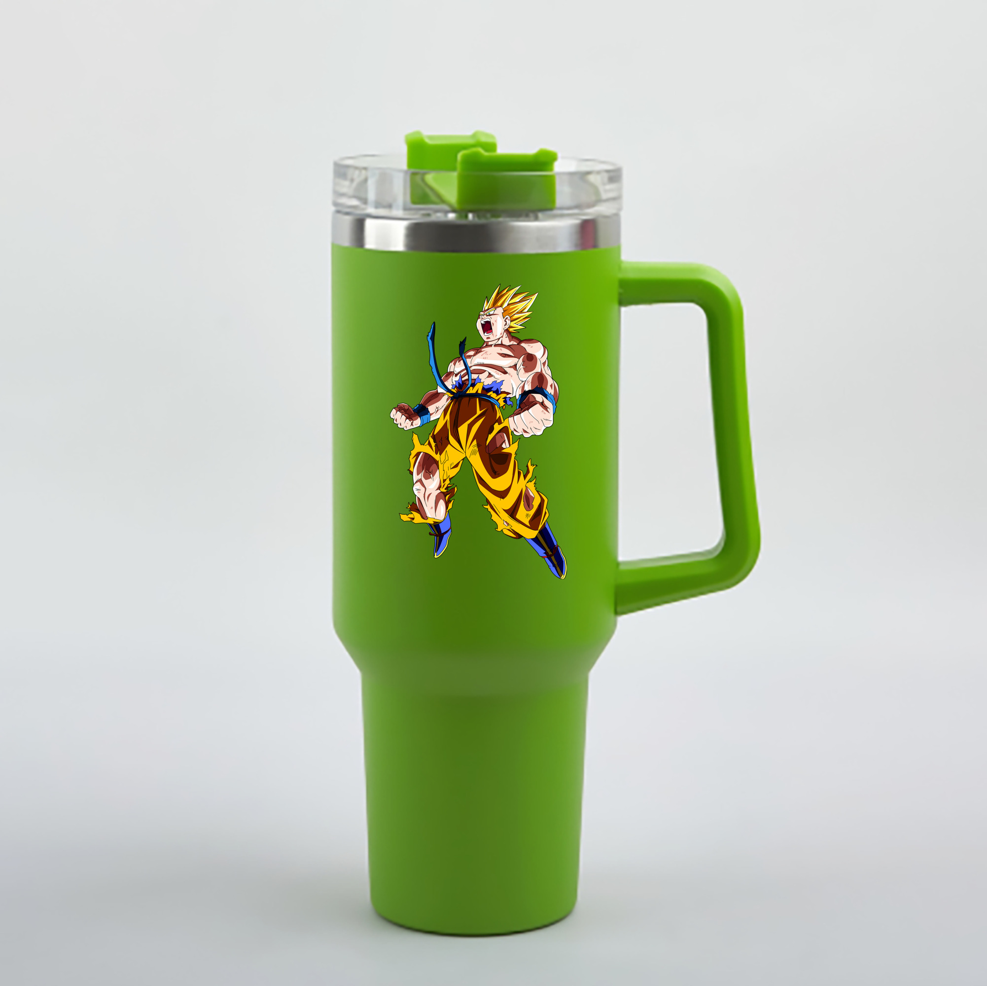 （画像用） ドラゴンボール 孫悟空（そん ごくう）Son Goku カカロット DRAGON BALL Kakarotto 1200mL車用タンブラー - クリスタルステッカー（プラスチックストロー付き）